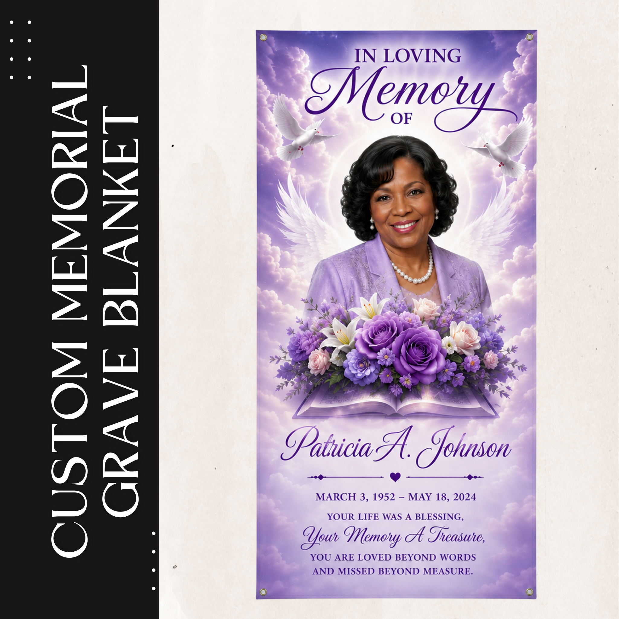 Custom Memorial Grave Blanket