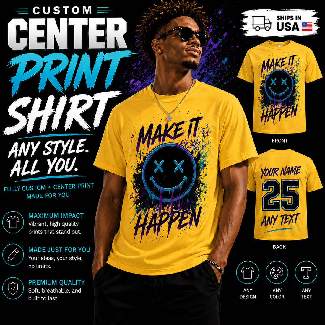 Custom Center Print Shirt (Cotton)