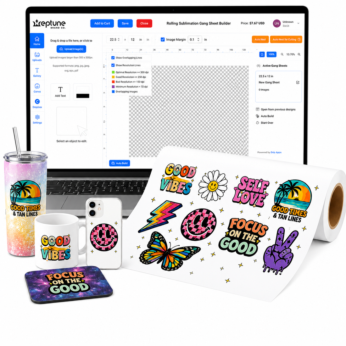 Rolling Sublimation Gang Sheet Builder