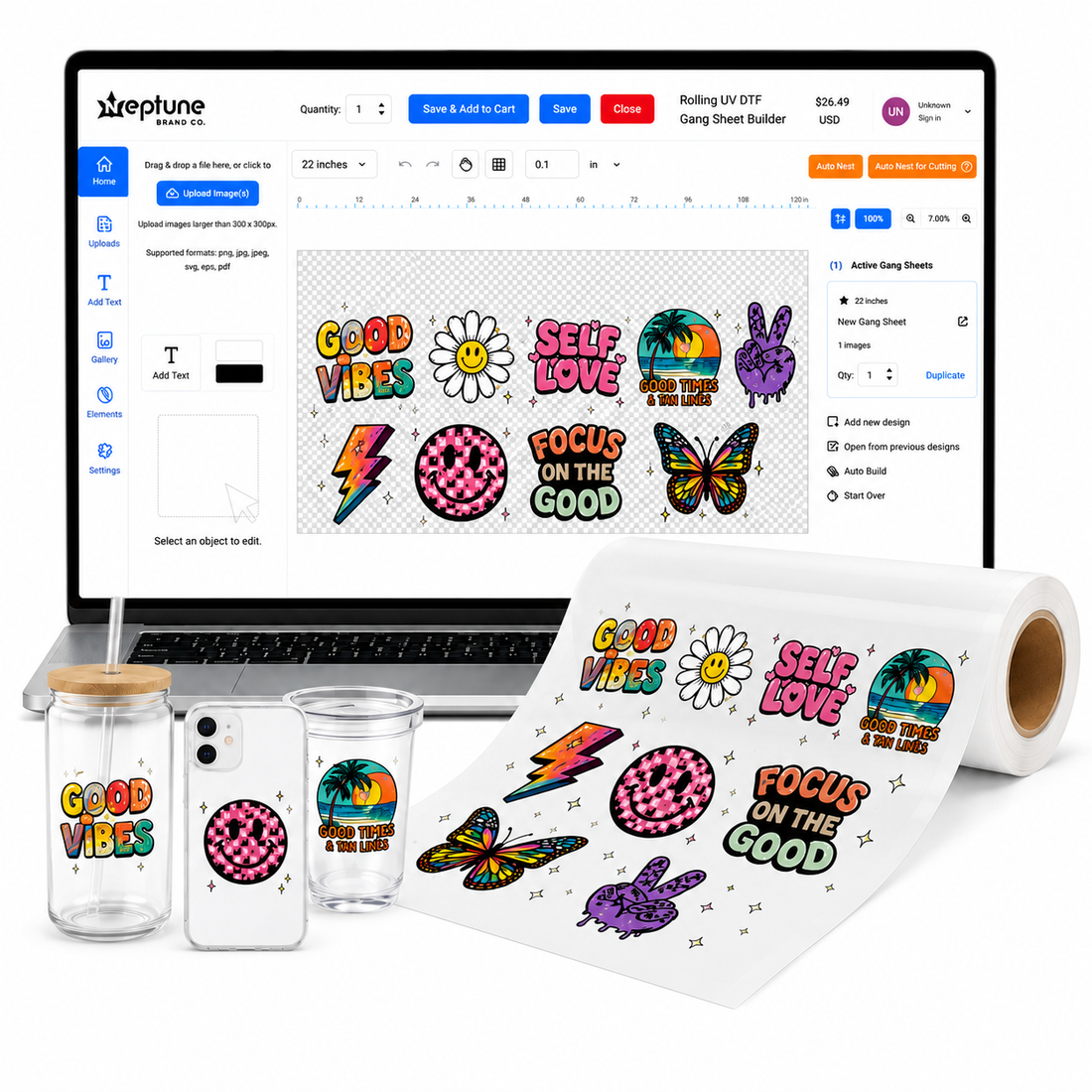 Rolling UV DTF Gang Sheet Builder
