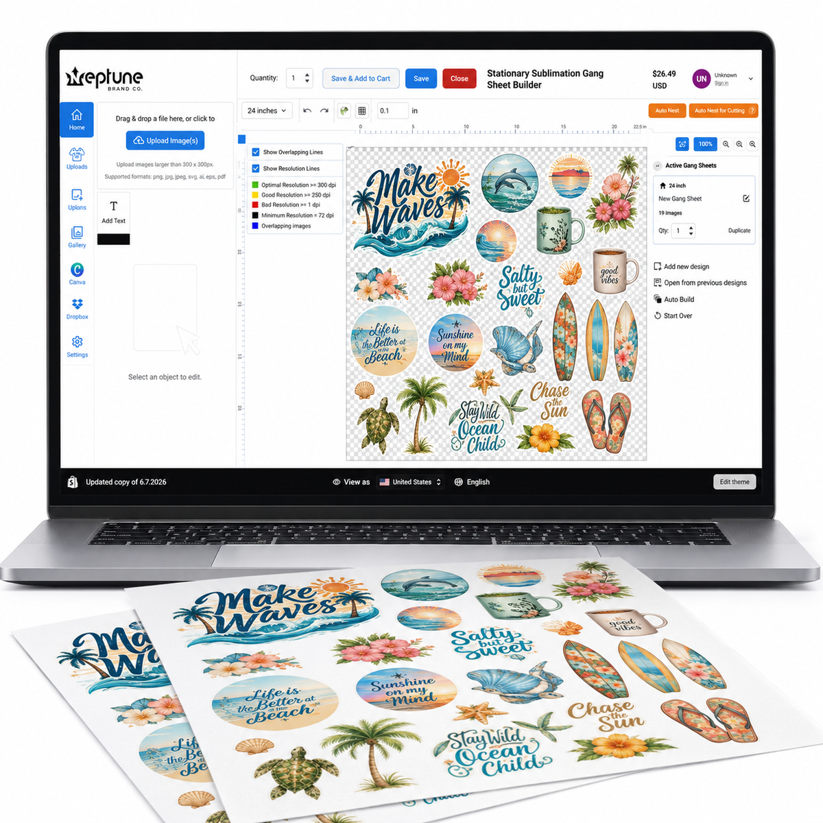 Stationary Sublimation Gang Sheet Builder