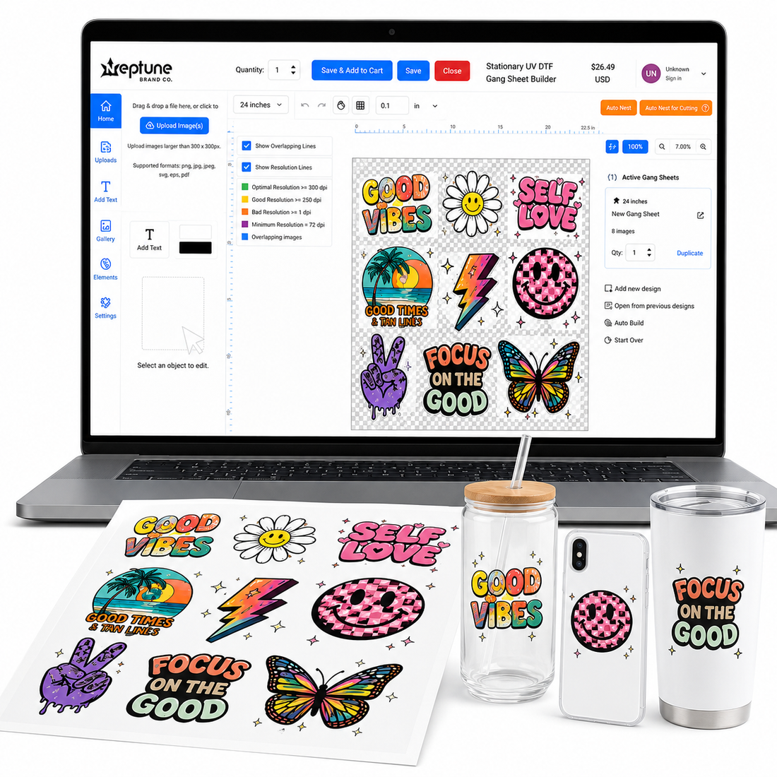 Stationary UV DTF Gang Sheet Builder