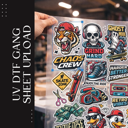 UV DTF Gang Sheet Upload | Professional Hard-Surface Decals